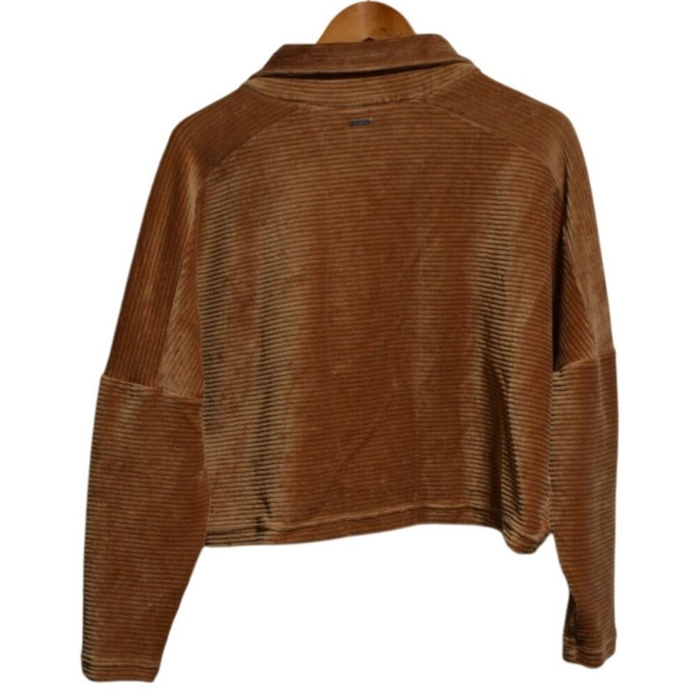 Prana Woman's Fleece Half Zip Oversized Cropped Brown Pullover Size Large - Picture 2 of 11